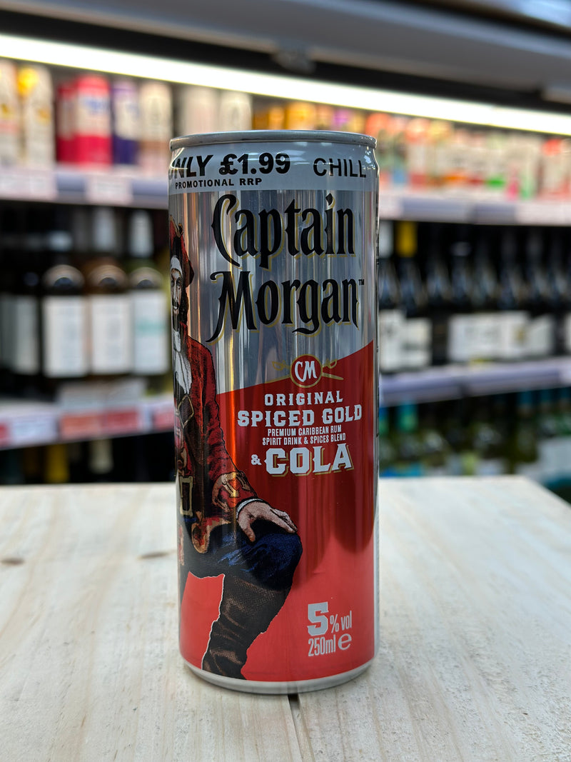 Captain Morgan Spiced Gold & Cola Pre Mixed Can 250ml